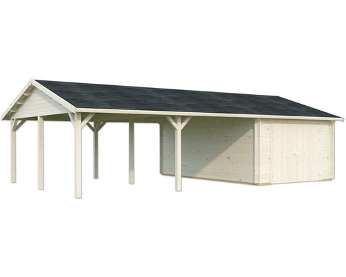 Holzgarage mit Carport
