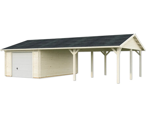 Garage mit Carport aus Holz