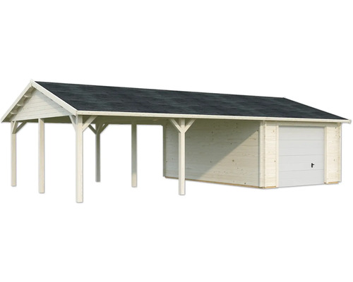 Holzgarage mit Carport