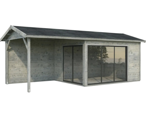 Gartenhaus Palmako Amanda 11,2+7,8 m² Slide inkl. Fußboden712 x 340 cm tauchgrundiert grau