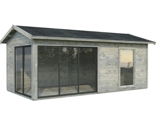 Gartenhaus Palmako Amanda 17,1 m² Slide inkl. Fußboden 639 x 340 cm tauchgrundiert grau