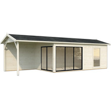 Gartenhaus Palmako Amanda 17,1+7,8 m² Slide Plus inkl. Fußboden 917 x 340 cm natur