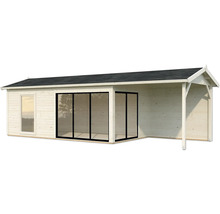 Gartenhaus Palmako Amanda 17,1+7,8 m² Slide Plus inkl. Fußboden 917 x 340 cm natur
