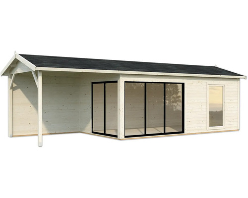 Holzgartenhaus mit Fenster und Schiebetür