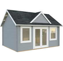 Gartenhaus Palmako Claudia 14,2 m² inkl. Fußboden 494 x 376 cm hellgrau-weiß