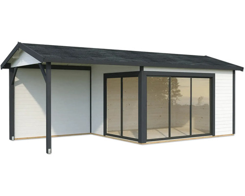 Gartenhaus Palmako Amanda 11,2+7,8 m² Slide inkl. Fußboden 712 x 340 cm weiß-anthrazit Gartenhaus Palmako Amanda 11,2+7,8 m² Slide inkl. Fußboden 712 x 340 cm weiß-anthrazit