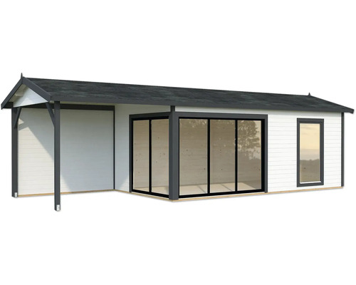 Gartenhaus Palmako Amanda 17,1+7,8 m² Slide inkl. Fußboden 917 x 340 cm weiß-anthrazit Gartenhaus Palmako Amanda 17,1+7,8 m² Slide inkl. Fußboden 917 x 340 cm weiß-anthrazit