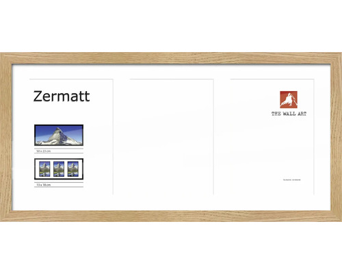 Objektrahmen Holz Zermatt eiche 50x23 cm 3 Fotos 13x18 cm