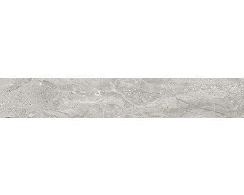 Sockel Sicilia 10 x 60 x 0,9 cm Grigio poliert grau Fliese mit Marmorstruktur