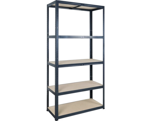 Schwerlast Steckregal Atlas 175 schwarz matt 176x90x40 cm 5 Holzböden Tragkraft 875 kg