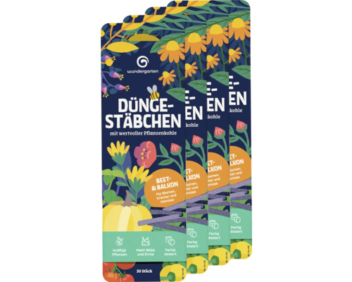 Düngestäbchen mit Pflanzenkohle für Beet und Balkon, 30 Stück