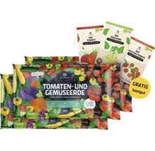 Tomaten- und Gemüseerde mit Bio Saatgut Packungen