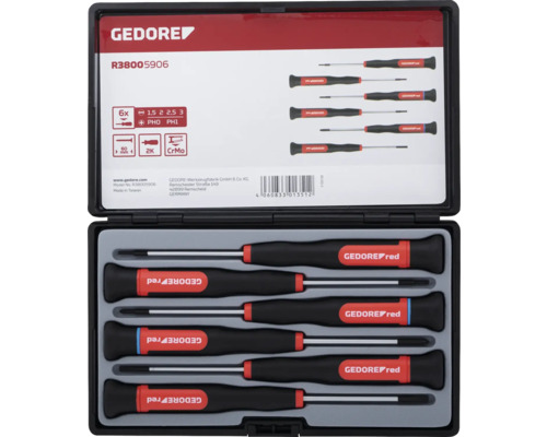 R38005906 2K-Elektronikschraubendreher-Satz PH+SL Gedore, 6 tlg.
