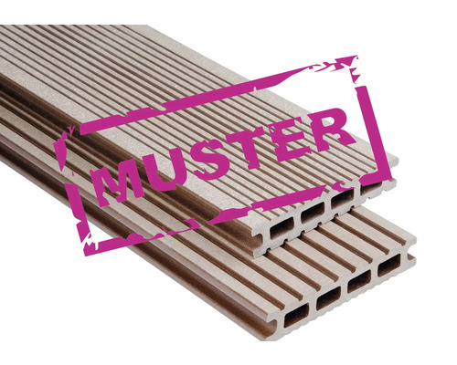 Handmuster zu Konsta WPC Terrassendiele Futura Hohlkammerprofil gebürstet 26x145 mm schokobraun