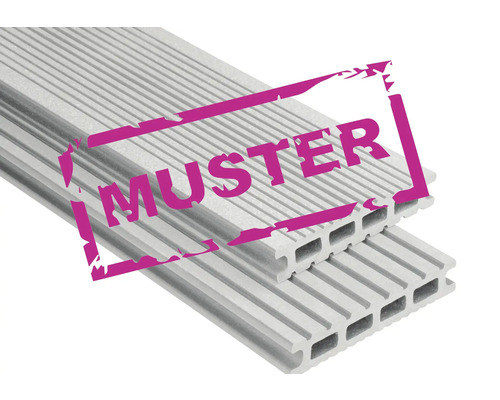 Handmuster zu Konsta WPC Terrassendiele Futura Hohlkammerprofil hellgrau gebürstet 26x145 mm (Meterware ab 1,00 m bis max. 6,00 m) Handmuster zu Konsta WPC Terrassendiele Futura Hohlkammerprofil hellgrau gebürstet 26x145 mm (Meterware ab 1,00 m bis max. 6,00 m)