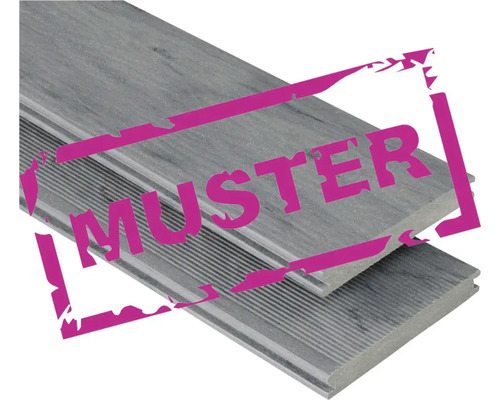 Handmuster zu Konsta WPC Terrassendiele Masivo Vollprofil mattiert 20x145 mm (Meterware ab 1,00 m bis max. 6,00 m) räuchereiche dunkelgrau Handmuster zu Konsta WPC Terrassendiele Masivo Vollprofil mattiert 20x145 mm (Meterware ab 1,00 m bis max. 6,00 m) räuchereiche dunkelgrau