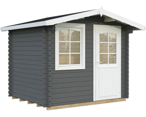 Gartenhaus Palmako Emma 4,6 m² inkl. Fußboden 290 x 250 cm dunkelgrau-weiß Graues Gartenhaus mit Fenster und Tür