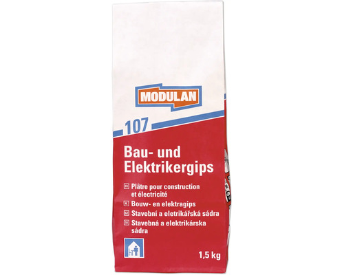 MODULAN 107 Bau- und Elektrikergips weiß 1,5 kg Modulan Bau und Elektrikergips, 1,5 Kilogramm