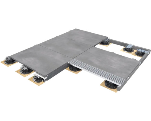 HS Terra Systec Stedgefix Set S 235 205/235,75 x 75 x 50 mm Pack = 10 Stück Terrassenplatten auf Stelzlager mit Entwässerungsrinne