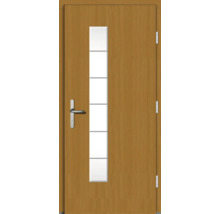 Holztür mit Glaseinsatz und Metallgriff