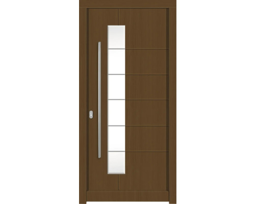 Haustür DW02a Kiefer/Eiche S52-Zeder 1000x2100 mm DIN Links (nach innen öffnend) Haustür aus Holz mit Glaseinsatz und Metallgriff