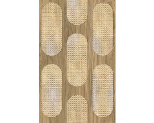 Vliestapete 81638 Leyla Ratan-Optik braun grau Dekorplatte mit Rattan- und Holzoptik