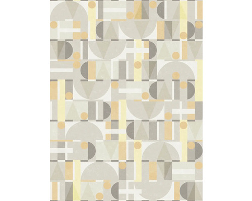 Vliestapete 81646 Leyla Retro geometrisch gelb grau Tapete mit geometrischen Formen