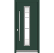Moderne Haustür mit Glaseinsatz und Edelstahlgriff