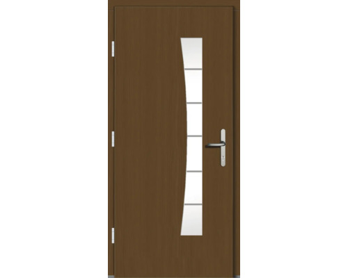 Holztür mit Glaseinsatz und Türgriff