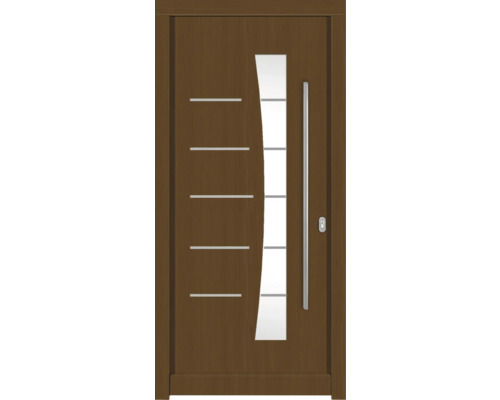 Haustür DW13 Kiefer/Eiche S52-Zeder 1100x2100 mm DIN Rechts (nach innen öffnend) Moderne Haustür aus Holz mit Glaseinsatz und Griffstange