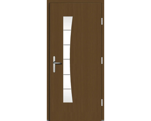 Holztür mit Glaseinsatz und Türgriff