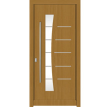 Holztür mit Glaseinsatz und Metallgriff