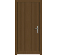 Braune Holztür mit Metallgriff