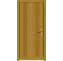 Holztür mit senkrechten Rillen und Türgriff