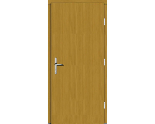 Holztür mit Türgriff und Scharnieren