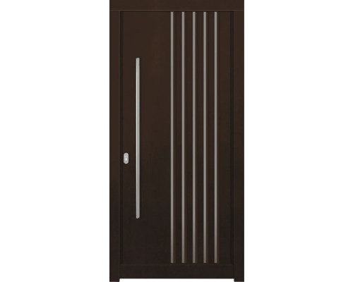 Haustür DW54 Kiefer/Eiche Nussbaum 1000x2100 mm DIN Links (nach innen öffnend) Eingangstür mit Griff und vertikalen Zierelementen