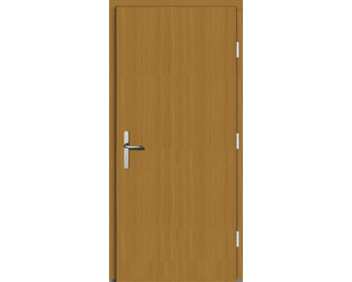 Holztür mit Türgriff und Scharnieren