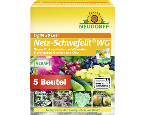 Neudorff Netz-Schwefelit WG fungicide in a package of five sachets