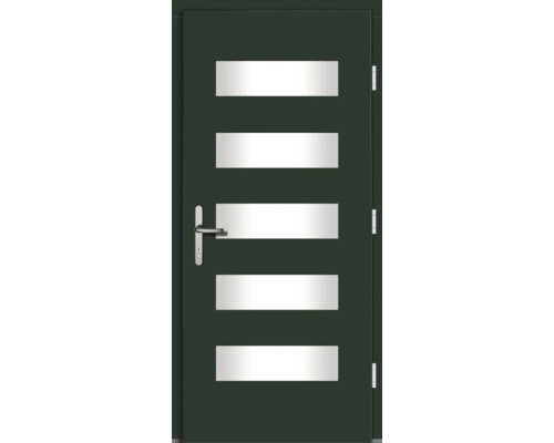 Haustür mit fünf rechteckigen Glaseinsätzen und Griff