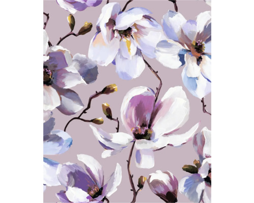 Vliestapete 47463 Flora Magnolie lila rosa Illustration mit Magnolienblüten