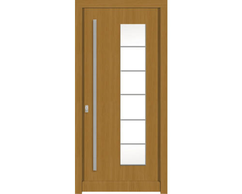 Haustür DW New Kiefer/Eiche S22-Safran 1000x2100 mm DIN Links (nach innen öffnend) Holztür mit Glaseinsatz und Griff