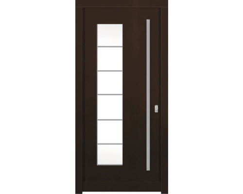 Haustür DW New Kiefer/Eiche Nussbaum 1100x2100 mm DIN Rechts (nach innen öffnend) Haustür mit Glaseinsatz und geradem Griff