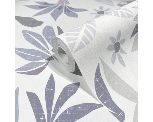 Tapetenrolle mit Blumen- und Blättermuster