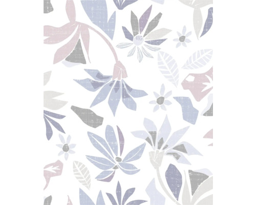 Vliestapete 47470 Flora Blätter lila weiß Blumenmuster Tapete mit abstraktem Design