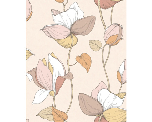 Vliestapete 47471 Flora Blumen beige braun Blumentapete mit Magnolienmuster