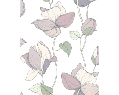 Vliestapete 47472 Flora Blumen beige grün Blumentapete mit Magnolienblütenmuster
