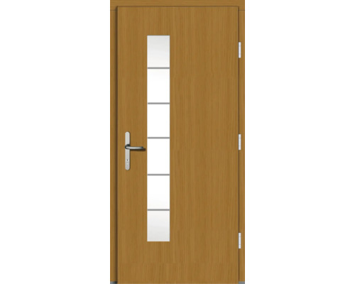 Holztür mit Glaseinsatz und Griff