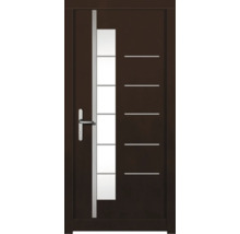Moderne Haustür mit Glaseinsatz und horizontalen Zierlinien