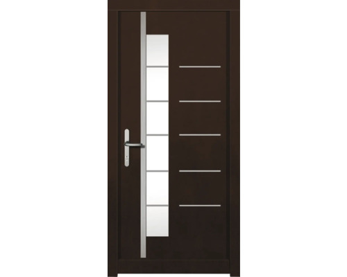 Haustür DW18 Kiefer/Eiche Nussbaum 1000x2100 mm DIN Links (nach innen öffnend) Moderne Haustür mit Glaseinsatz und horizontalen Zierlinien