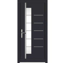 Moderne Haustür mit Glaselementen und Edelstahlgriff